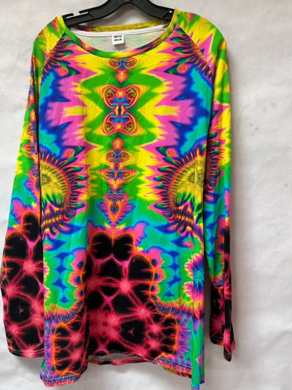 Trippy Rave Cotton Raglan NWT Size 2xl Oversized Tee T-shirt Pink Psychedelic